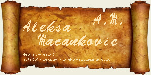 Aleksa Macanković vizit kartica
